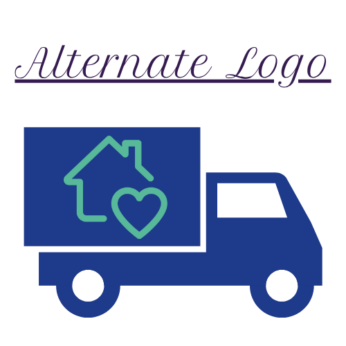 Alternate logo for Paulin Moving Co. featuring moving truck graphic with heart and house icon in blue and teal colors.