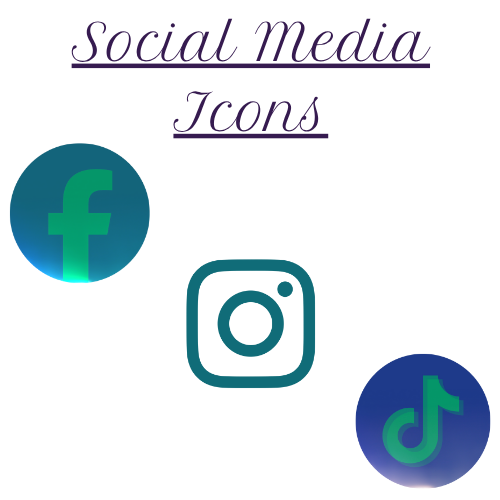 Custom social media icon set for Paulin Moving Co. featuring Facebook, Instagram, and TikTok icons in branded blue and green gradients.