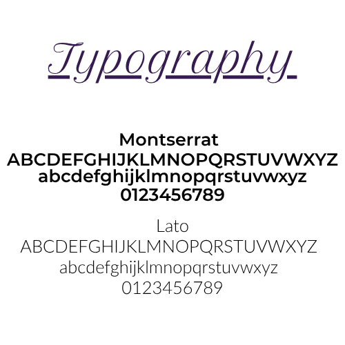 Typography guide for Paulin Moving Co. branding package using Montserrat and Lato typefaces for professional, modern visual identity.