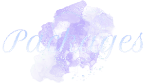 “Branding services packages header graphic with pastel purple watercolor splash and elegant script typography.”